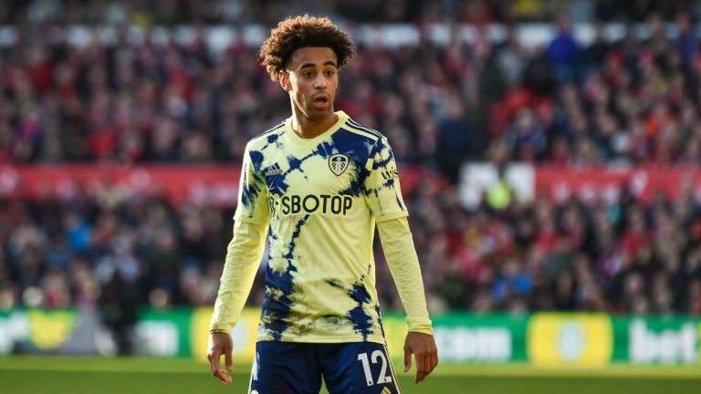 FILE - Leeds United's Tyler Adams stands on the pitch during their English Premier League soccer match against Nottingham Forest at City Ground stadium in Nottingham, England, on Feb. 5, 2023. Adams has completed a move from Leeds to Bournemouth. (Rui Vieira/AP)