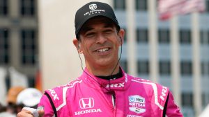 Hélio Castroneves is introduced before the IndyCar Detroit Grand Prix auto race in Detroit, Sunday, June 4, 2023. (Paul Sancya/AP)