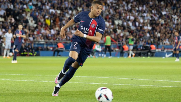 Kylian Mbappe is seen during the French L1 football match between Paris Saint-Germain (PSG) and Clermont Foot 63 at the Parc des Princes Stadium in Paris on June 3, 2023. (Raphael Lafargue/ABACAPRESS.COM)