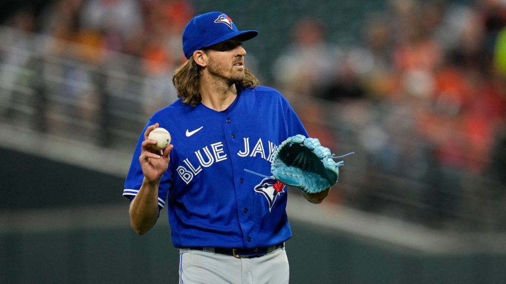 Kevin Gausman catches first pitch to kick off Blue Jays' Pride celebration