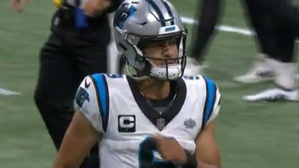 Panthers' Bryce Young throws first career TD pass to Hayden Hurst; tight  end tosses ball into stands