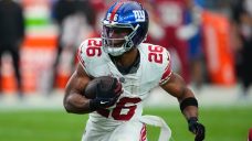 New York Giants running back Saquon Barkley says he has a high ankle sprain