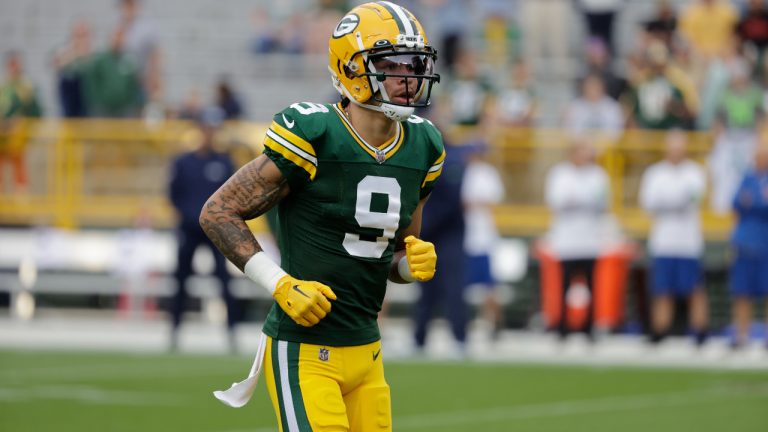 Green Bay Packers wide receiver Christian Watson (9) during a preseason NFL football game Saturday, Aug. 26, 2023, in Green Bay, Wis. (Mike Roemer/AP)