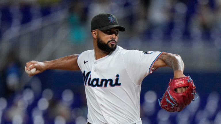 Miami Marlins' Sandy Alcantara delivers a pitch during the first inning of a baseball game against the Tampa Bay Rays, Tuesday, Aug. 29, 2023, in Miami. (AP)