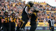 Tiger-Cats turn trio of second-half interceptions into win over Blue Bombers