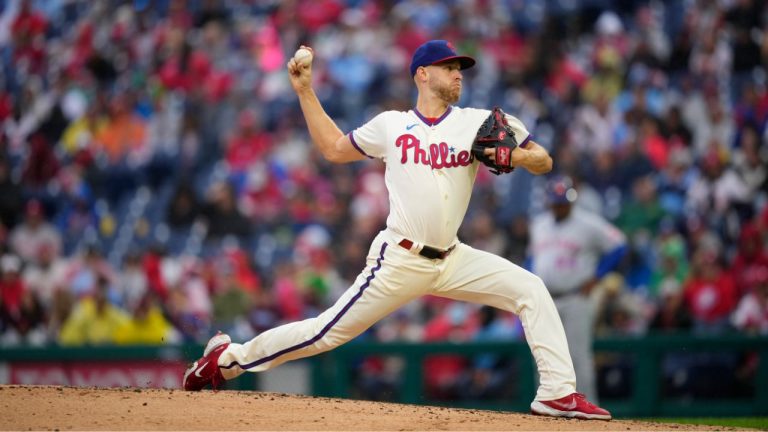 Philadelphia Phillies' Zack Wheeler plays during a baseball game, Saturday, Sept. 23, 2023, in Philadelphia. (Matt Slocum/AP Phtoo)