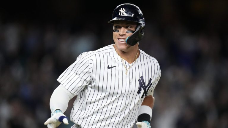 Yankees slugger Aaron Judge had an RBI double in his first at-bat in Wednesday night’s game against Pittsburgh. (Frank Franklin II/AP)