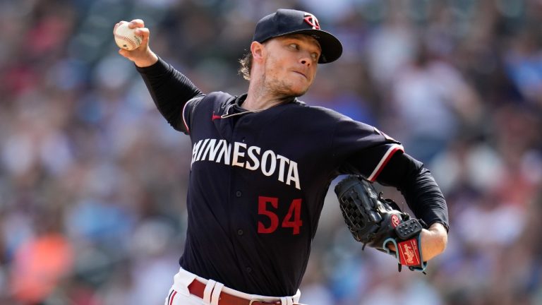 Minnesota Twins starting pitcher Sonny Gray delivers during the second inning of a baseball game against the Los Angeles Angels, Saturday, Sept. 23, 2023, in Minneapolis. (Abbie Parr/AP)