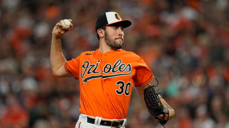 Baltimore Orioles starting pitcher Grayson Rodriguez throws to the Tampa Bay Rays in the second inning of a baseball game, Saturday, Sept. 16, 2023, in Baltimore. (Julio Cortez/AP Photo)