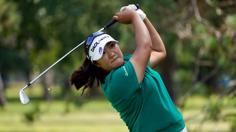 Hae Ran Ryu of Korea plays during the second round of the Dana Open golf tournament at Highland Meadows Golf Club, Friday, July 14, 2023, in Sylvania, Ohio. (Carlos Osorio/AP)