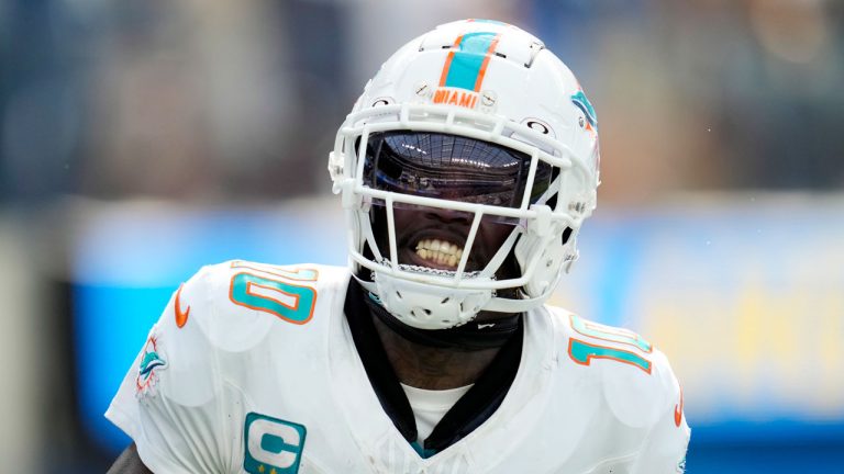 A fire broke out at the home of Miami Dolphins wide receiver Tyreek Hill on Wednesday. (AP/Ashley Landis)