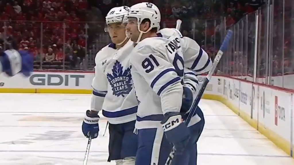 John Tavares goes top shelf in Maple Leafs debut! 