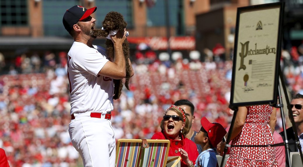 St. Louis Cardinals] The Cardinals present Adam Wainwright and his family  w/ their new puppy. Wainwright said he wouldn't get a dog til he retired :  r/baseball