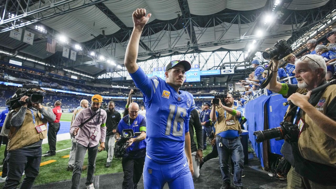 Goff before hoisting NFC Championship trophy: “This team is special and I'm  happy to be a part of it.”