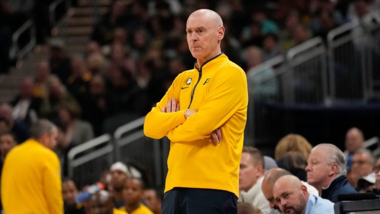 Indiana Pacers coach Rick Carlisle watches the team play against the Cleveland Cavaliers during the first half of an NBA basketball game in Indianapolis, Thursday, Dec. 29, 2022. Carlisle was ejected during the second half. The Pacers won 135-126. (AJ Mast/AP)