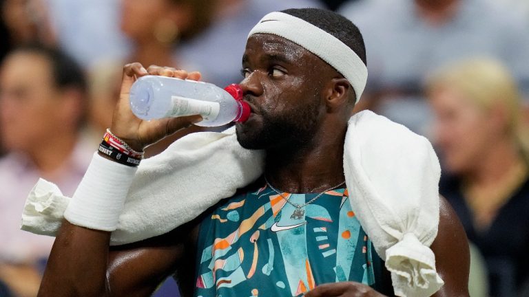 Frances Tiafoe, of the United States, takes a break between games. (Charles Krupa/AP)