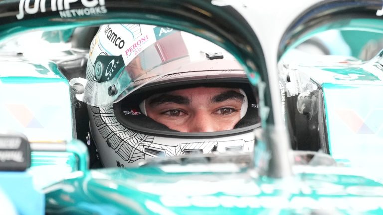 Aston Martin driver Lance Stroll of Canada sits in his car during the second practice ahead of the Japanese Formula One Grand Prix at the Suzuka Circuit, Suzuka, central Japan, Friday, Sept. 22, 2023. (Toru Hanai/AP)