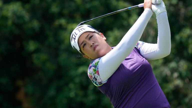 Jasmine Suwannapura of Thailand plays during the final round of the Dow Great Lakes Bay Invitational golf tournament at Midland Country Club, Saturday, July 22, 2023, in Midland, Mich. (Carlos Osorio/AP)