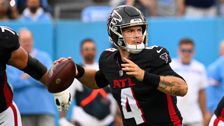 Atlanta Falcons quarterback Taylor Heinicke (4). (John Amis/AP)