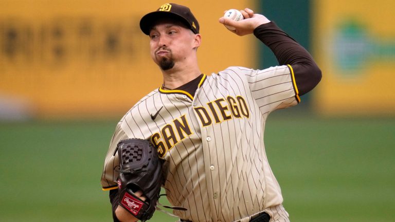 Blake Snell throws during the first inning of a baseball game against the Pittsburgh Pirates in Pittsburgh, Wednesday, June 28, 2023. (Gene J. Puskar/AP)