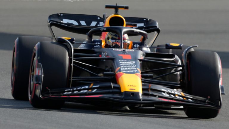 Red Bull driver Max Verstappen of the Netherlands steers his car during the third practice ahead of the Abu Dhabi Formula One Grand Prix at the Yas Marina Circuit, Abu Dhabi, UAE, Saturday, Nov. 25, 2023. (Kamran Jebreili/AP) 