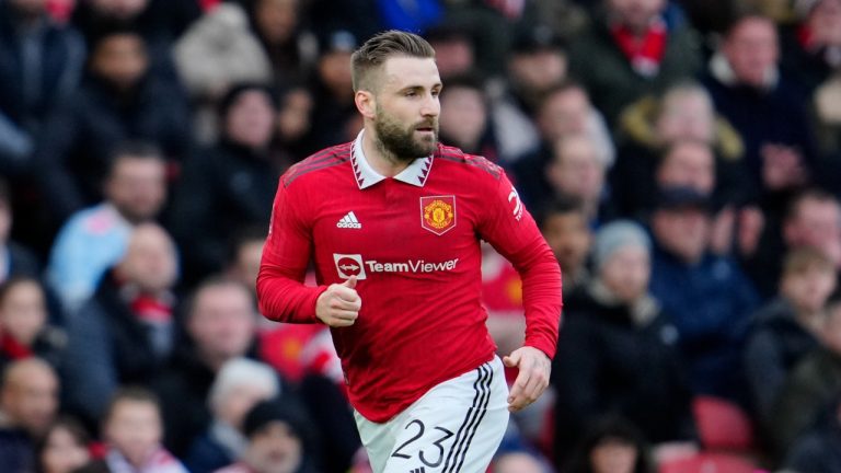 After a three-month injury absence, defender Luke Shaw is back training with Manchester United. (Jon Super/AP)