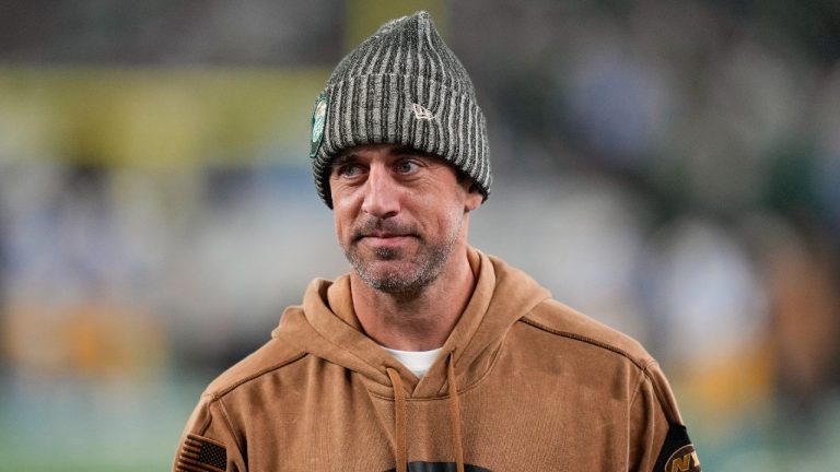 Aaron Rodgers' Tuesday appearances on “The Pat McAfee Show” are over for the rest of this NFL season. (AP/Seth Wenig)