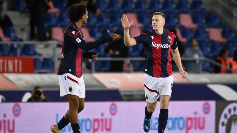 Bologna remained in contention for a Champions League place with a 2-1 comeback victory at Lazio in Serie A on Sunday. (Massimo Paolone/LaPresse via AP)