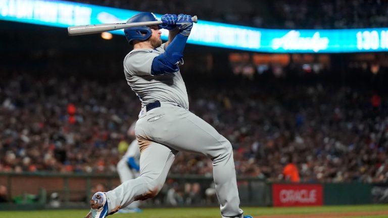 Los Angeles Dodgers' Max Muncy during a baseball game against the San Francisco Giants in San Francisco, Saturday, Sept. 30, 2023. (Jeff Chiu/AP)