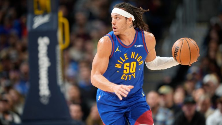 Denver Nuggets forward Aaron Gordon (50) in the first half of an NBA basketball game Saturday, Dec. 16, 2023, in Denver. (AP Photo/David Zalubowski)