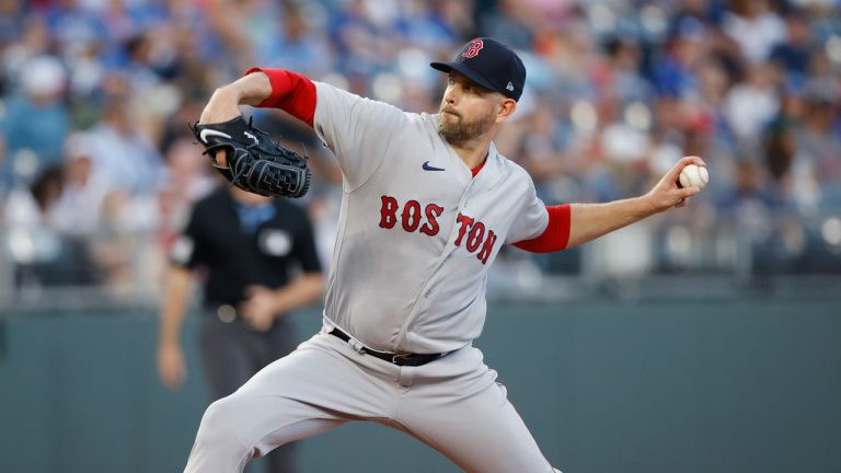 Boston Red Sox pitcher James Paxton delivers to a Kansas City Royals batter during the first inning of a baseball game in Kansas City, Mo., Friday, Sept. 1, 2023. (Colin E. Braley/AP)