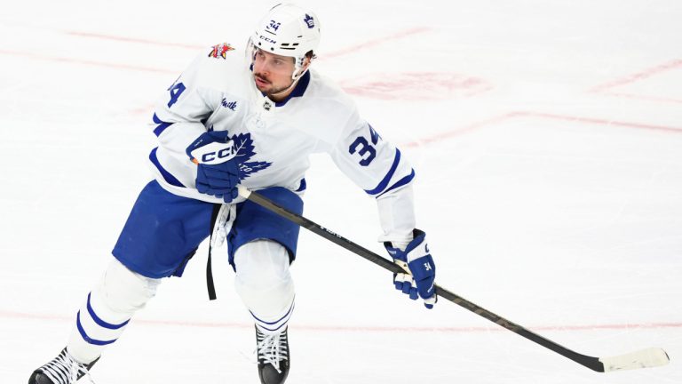 Toronto Maple Leafs centre Auston Matthews (34) has scored on 18.2 per cent of his shot attempts. (Jeffrey T. Barnes/AP) 