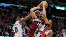 Adebayo, Jaquez Jr. notch double-doubles as Heat hold off 76ers