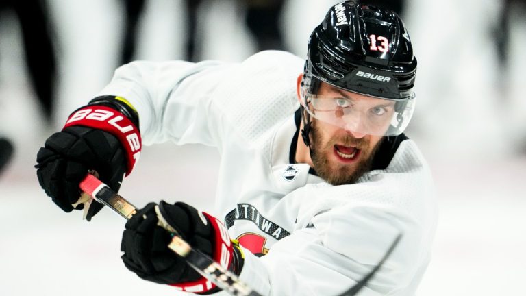 Ottawa Senators forward Jiri Smejkal (13) takes part in training camp in Ottawa on Thursday, Sept. 28, 2023. (Sean Kilpatrick/CP)