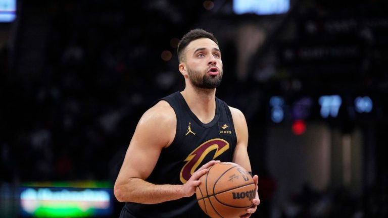 Cleveland Cavaliers guard Max Strus during an NBA basketball game against the Orlando Magic, Wednesday, Dec. 6, 2023, in Cleveland. (Sue Ogrocki/AP Photo)