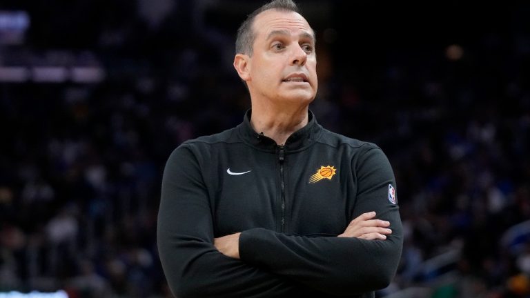 Phoenix Suns head coach Frank Vogel during an NBA basketball game. (Jeff Chiu/AP)