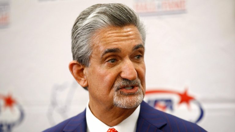 Washington Capitals team owner Ted Leonsis speaks with members of the press before accepting the Wayne Gretzky International Award on behalf of Capitals left wing Alex Ovechkin at a U.S. Hockey Hall of Fame ceremony, Thursday, Dec. 12, 2019, in Washington. (Patrick Semansky/AP)