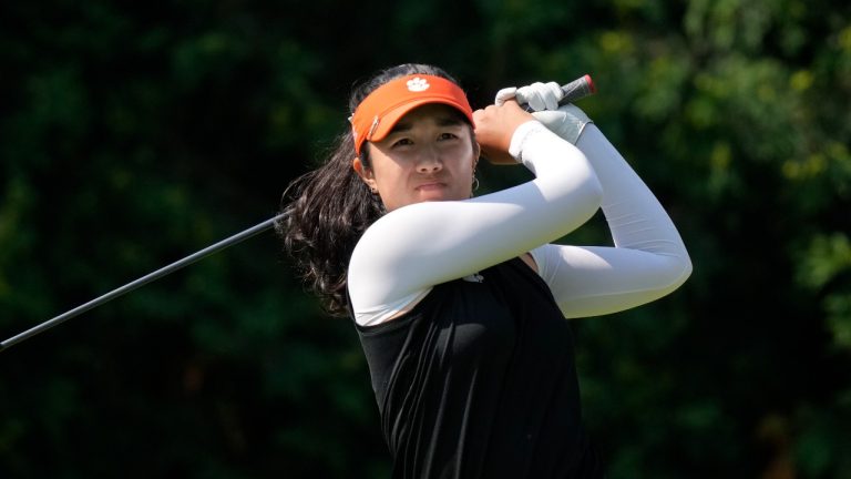 Savannah Grewal plays during the final round of the Dow Great Lakes Bay Invitational golf tournament at Midland Country Club, Saturday, July 22, 2023, in Midland, Mich. (AP)