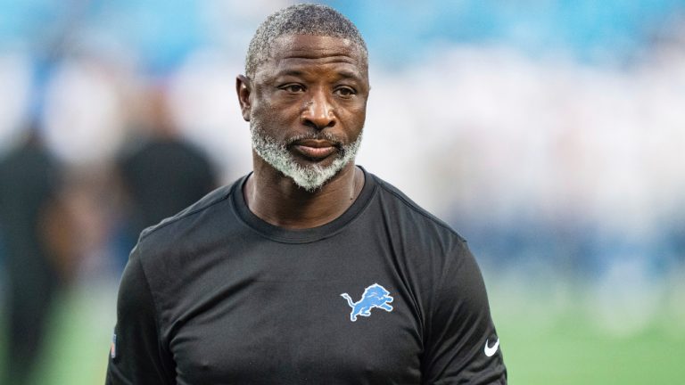 Detroit Lions defensive coordinator Aaron Glenn looks on before a preseason NFL football game against the Carolina Panthers Friday, Aug. 25, 2023, in Charlotte, N.C. (Jacob Kupferman/AP)