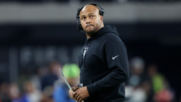 Las Vegas Raiders interim head coach Antonio Pierce during the second half of an NFL football game against the Los Angeles Chargers. (Steve Marcus/AP)