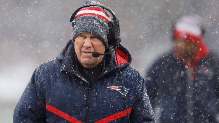 New England Patriots head coach Bill Belichick watches from the sideline during the first half of an NFL football game against the New York Jets, Sunday, Jan. 7, 2024, in Foxborough, Mass. (Michael Dwyer/AP)