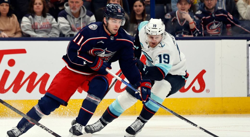 Blue Jackets’ Fantilli exits game vs. Kraken with lower-body injury