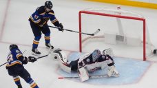 Merzlikins makes 21 saves as Blue Jackets blank Blues