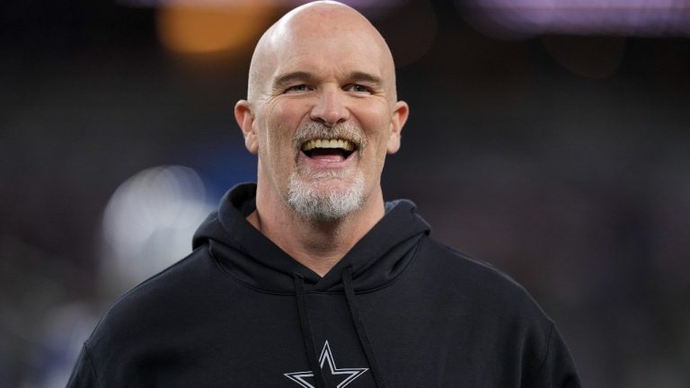 Former Dallas Cowboys defensive coordinator Dan Quinn looks on prior to an NFL football game against the Detroit Lions, Saturday, Dec. 30, 2023, in Arlington, Texas. (Sam Hodde/AP)