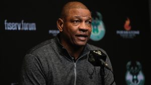 Doc Rivers speaks after being introduced as the Milwaukee Bucks head coach at a news conference Saturday, Jan. 27, 2024, in Milwaukee. (Morry Gash/AP)