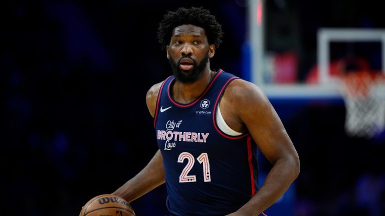 Philadelphia 76ers' Joel Embiid plays during an NBA basketball game. (Matt Slocum/AP)