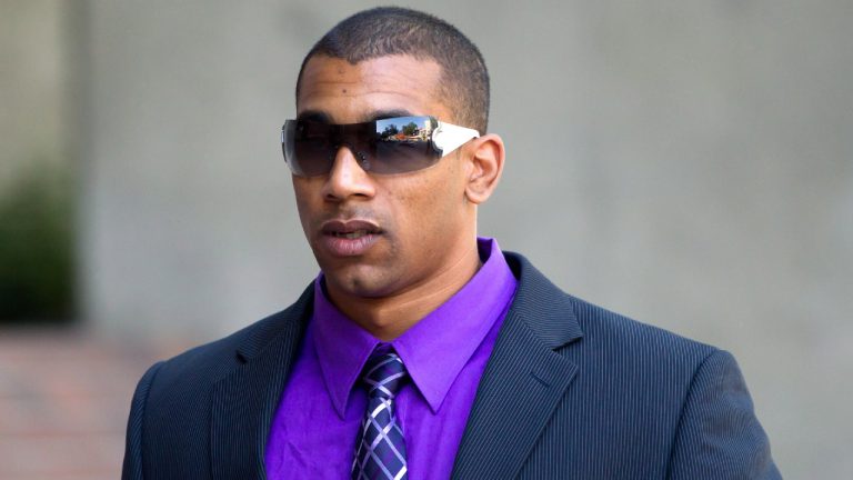 The B.C. Court of Appeal has unanimously upheld the murder conviction of a former Canadian Football League player in the death of his girlfriend in 2009. Joshua Boden was found guilty in 2021 of second-degree murder in the death of 33-year-old Kimberly Hallgarth in the Burnaby, B.C., home she shared with her three-year-old daughter. Boden arrives at court in Vancouver, B.C., on July 26, 2012. (Darryl Dyck/CP)