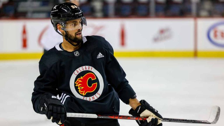 Calgary Flames defenceman Oliver Kylington participates in practice on Jan. 22, 2024. (Calgary Flames)