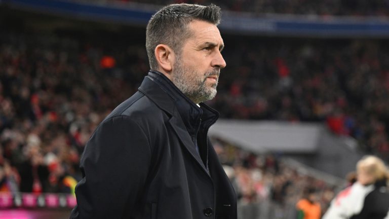 Union's head coach Nenad Bjelica before the Bundesliga soccer match between FC Bayern Munich and 1. FC Union Berlin in Munich, Germany, Wednsday, Jan. 24, 2024. (Sven Hoppe//dpa via AP)