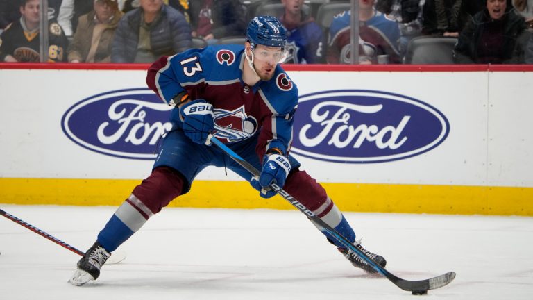 Colorado Avalanche right wing Valeri Nichushkin (13) in the third period of an NHL hockey game Monday, Jan. 8, 2024, in Denver. (David Zalubowski/AP)